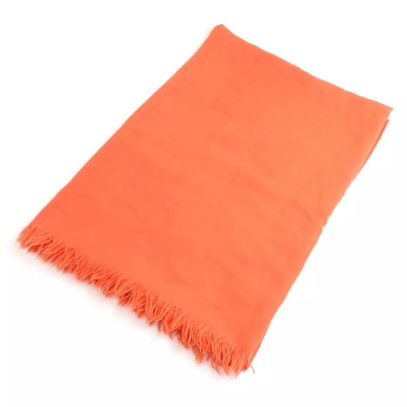 HERMES Shawl Stole Orange Cashmere/Wool - - Picture 1 of 8